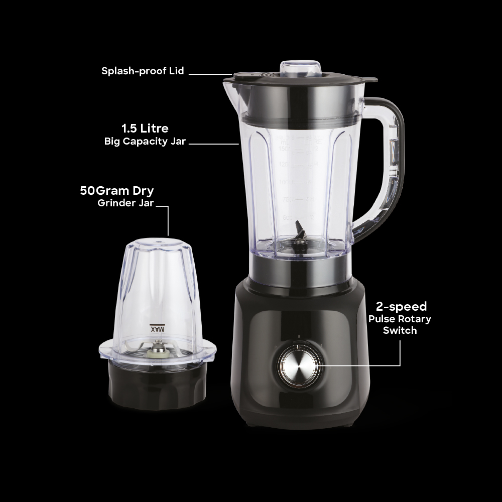 Sanford 2-in-1 Blender and Grinder 600W 1.5L Jar 50g Dry Grinder 2 Speed Pulse - SF6839BR - Image 2