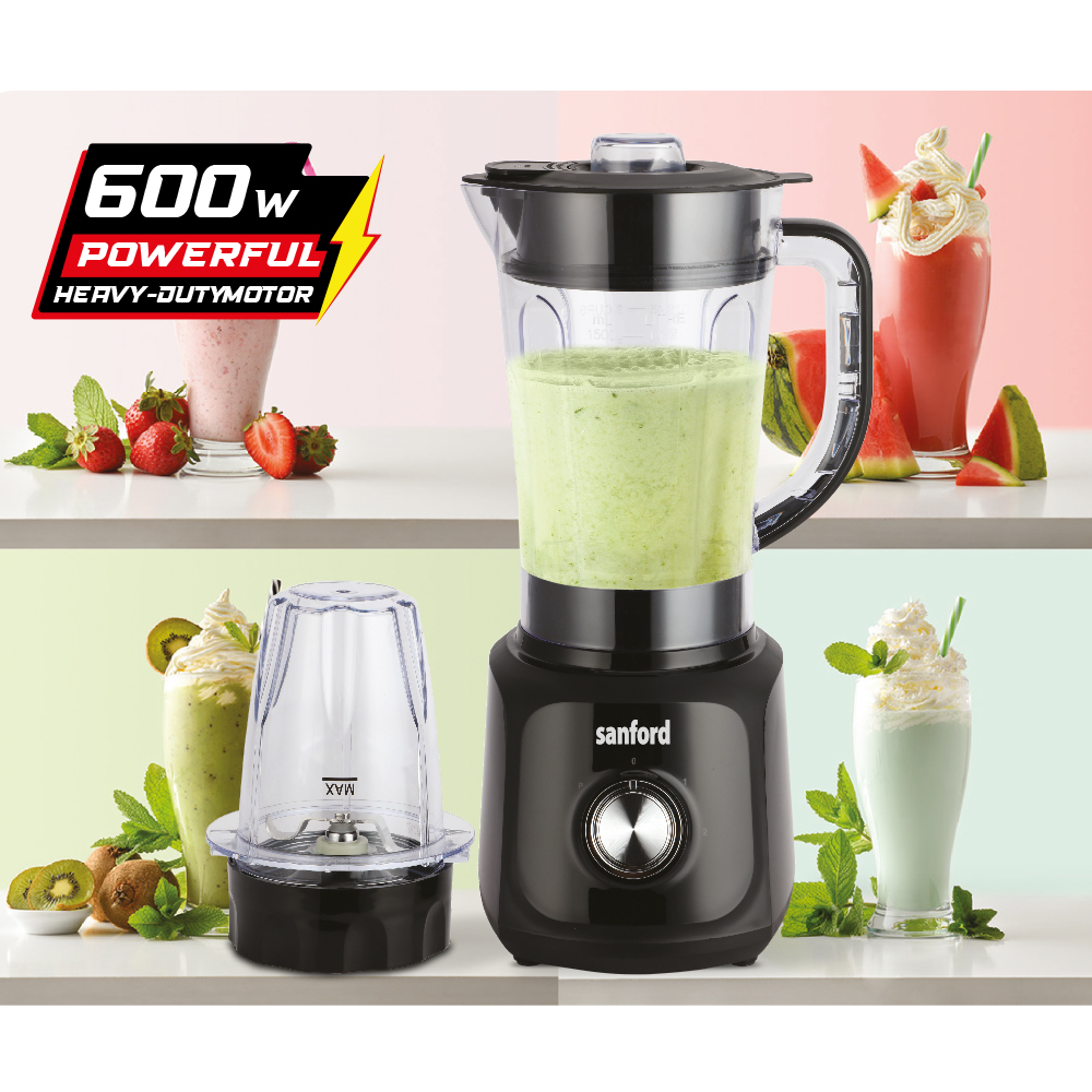 Sanford 2-in-1 Blender and Grinder 600W 1.5L Jar 50g Dry Grinder 2 Speed Pulse - SF6839BR - Image 3