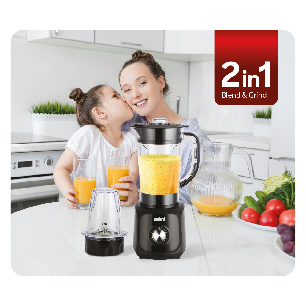 Sanford 2-in-1 Blender and Grinder 600W 1.5L Jar 50g Dry Grinder 2 Speed Pulse - SF6839BR - Image 4