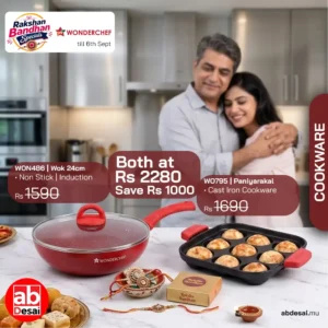 WONDERCHEF Non Stick Granite Aluminium Wok With Glass Lid, 24cm WON486-63153530 + WON795 Paniyarakal