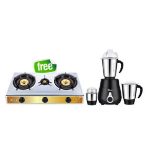 OctBundle26 RICO Mixer Grinder MG2308 750W 3SS Jars 36 months warranty on motor | Rs 4990 + SANFORD SF5357GC A 3 Burners Gas Stove worth Rs 2990 (Free)