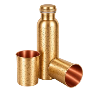 DrCopper Copper Water Bottle 950ml DV62 + 2 glasses 300ml each ( set comes in velvet gift box )