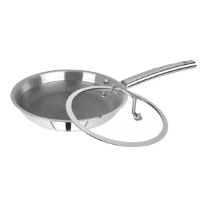 SOLITAIRE Non Stick Triply Stainless Steel Honey Comb Fry Pan with Glass Lid 26cm HCFGL04