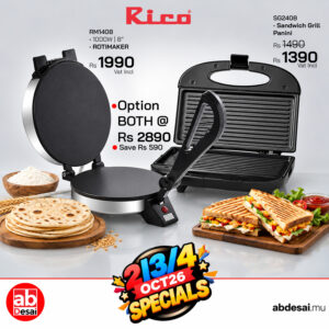 OctBundle26 RICO Rotimaker 24 months warranty Rs 1990 + RICO Sandwich Grill  SG2408 24 months warranty Rs 1490 | Save Rs 590