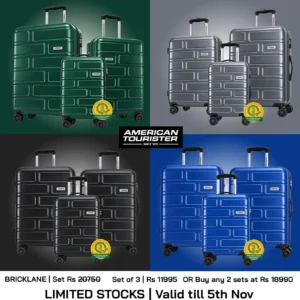 AMERICAN TOURISTER Bricklane 2 Sets of 3 Any Colour Combination as per availability
