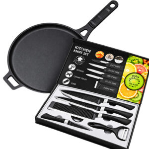 Bundle KONEK Cast Iron Pan 26cm with long handle naturally non-stick KOTAW26 Rs 1595 + Knife Set ZP008 Rs 690
