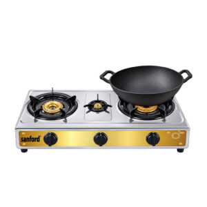 Bundle SANFORD SF5357GC A 3 Burners + Konek Cast Iron Wok 23cm KCIWOK23