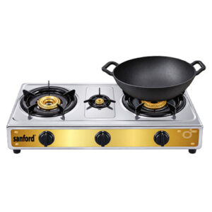 Bundle SANFORD SF5357GC A 3 Burners + Konek Cast Iron Wok 27cm KCIWOK27