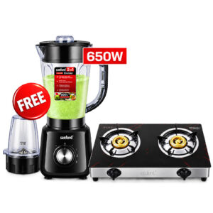 Bundle SANFORD Gas Stove Double Burner Tempered Glass SF5361GC Black + Free Sanford  SF6839BR 2in1 Blender worth Rs 1790