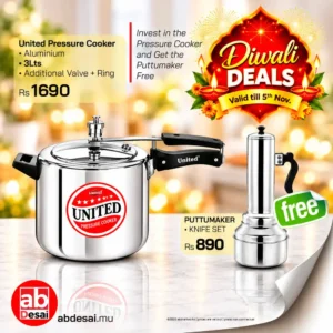 Divali offer UNITED Pressure Cooker 3Lts + Puttumaker