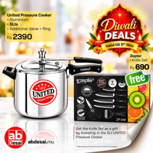 Divali offer UNITED Pressure Cooker 5Lts + Knife set
